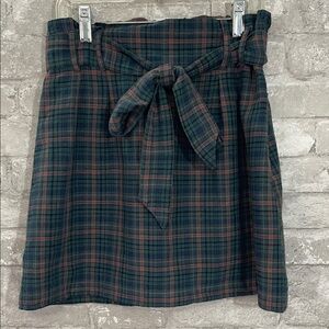 American Eagle Plaid Tie-Waist Skirt - Green and Red
